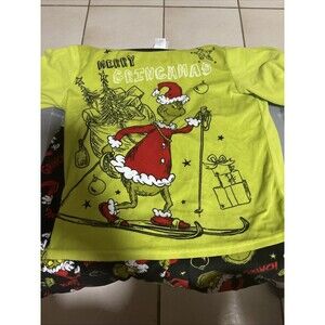 Dr. Seuss Kids Merry Grinchmas Grinch 2 Piece PJ Set - Size Large (10/12)